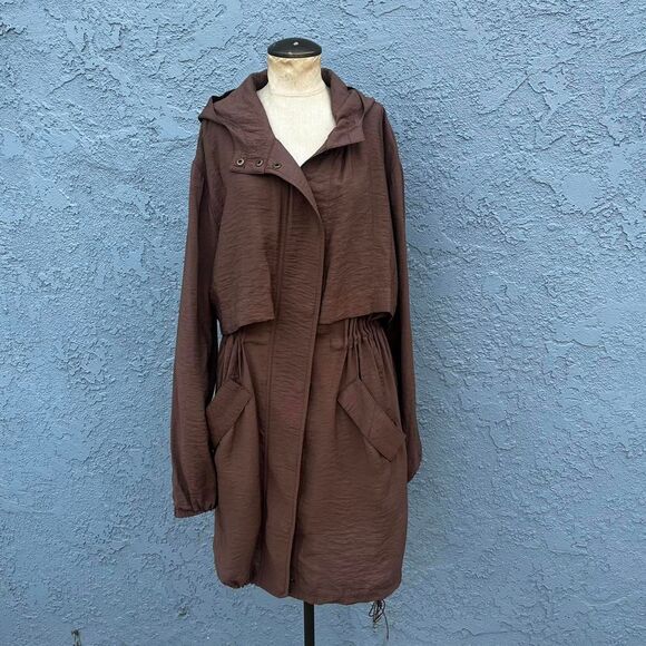 Bailey 44 Women's Brown Silk Trench Jacket Small luxe - Picture 1 of 8